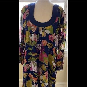 Trina Turk Floral Silk Long Sleeve Lined Dress XL
